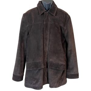 Banana Republic Suede Leather Car Coat in Chocolate Brown
